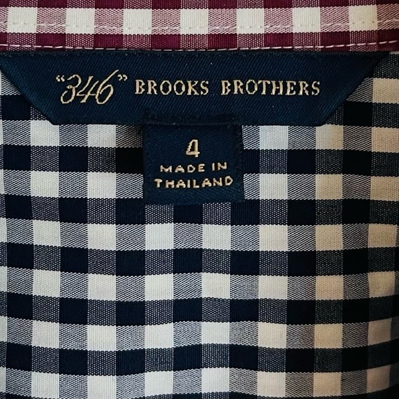Brooks Brothers Plaid Button Down Shirt Size 4 Black/White - Picture 3 of 9